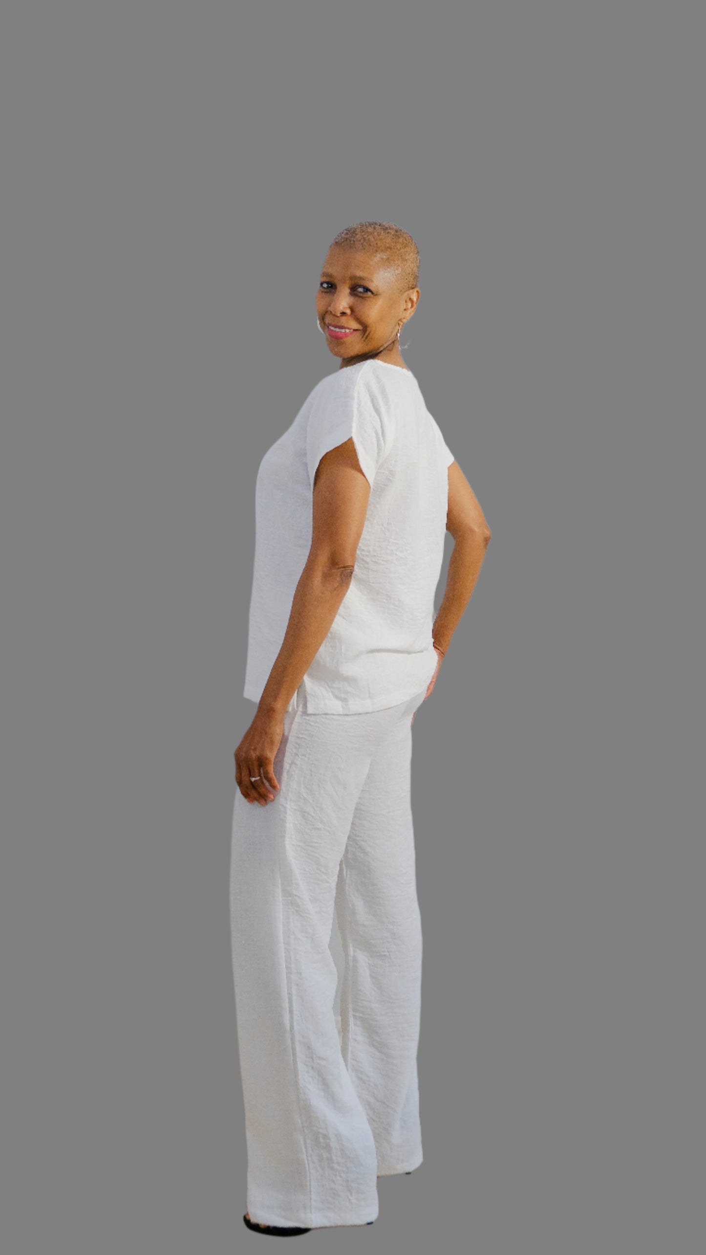 White crinkle linen co-ord set