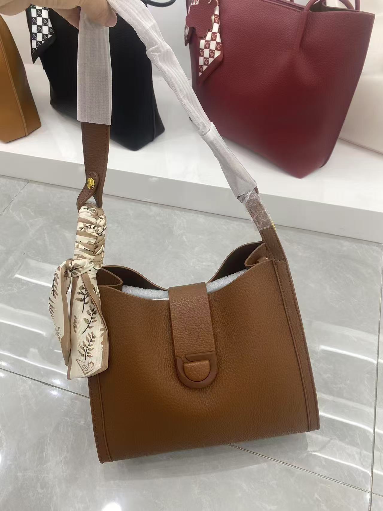 Leather scarf detail bag