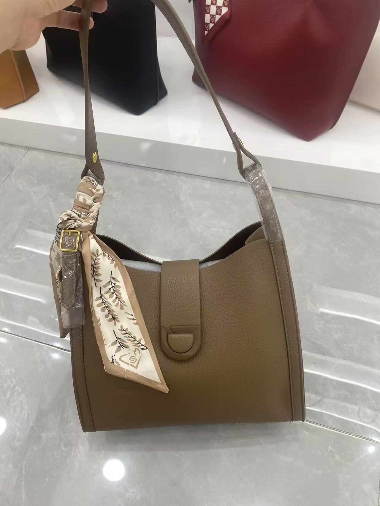 Leather scarf detail bag