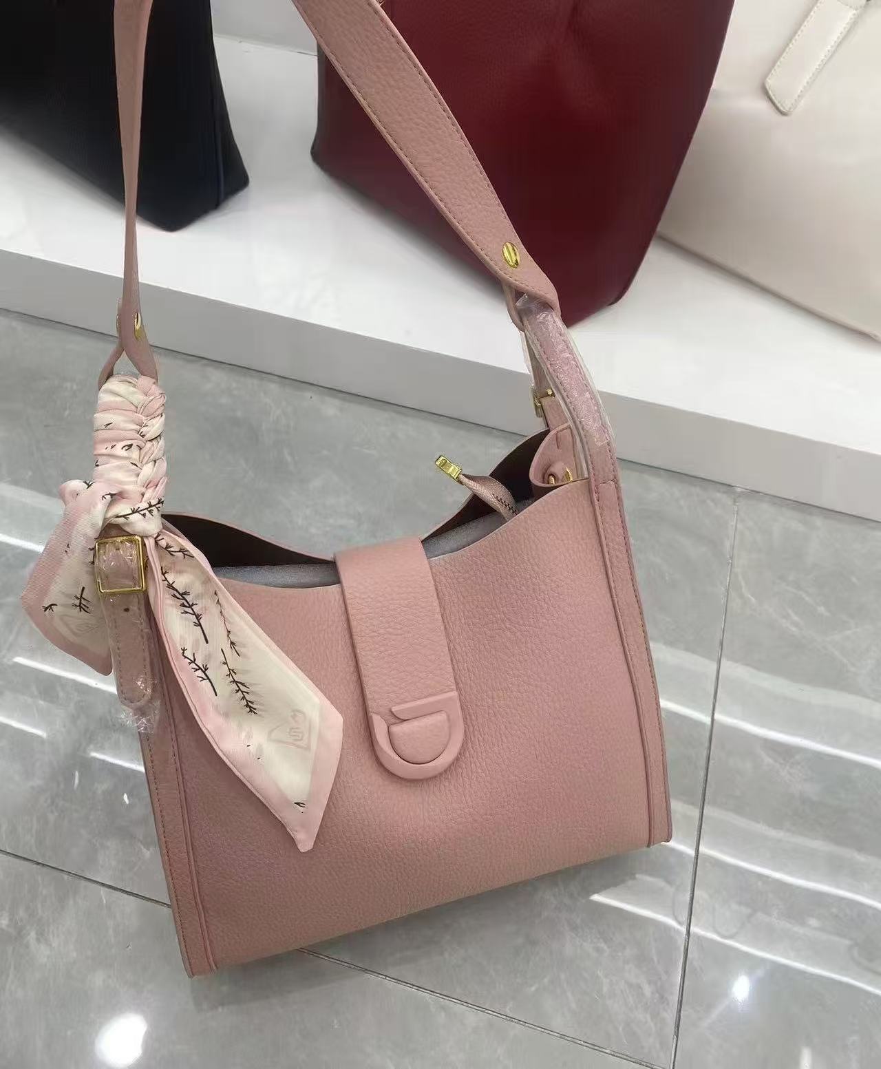 Leather scarf detail bag