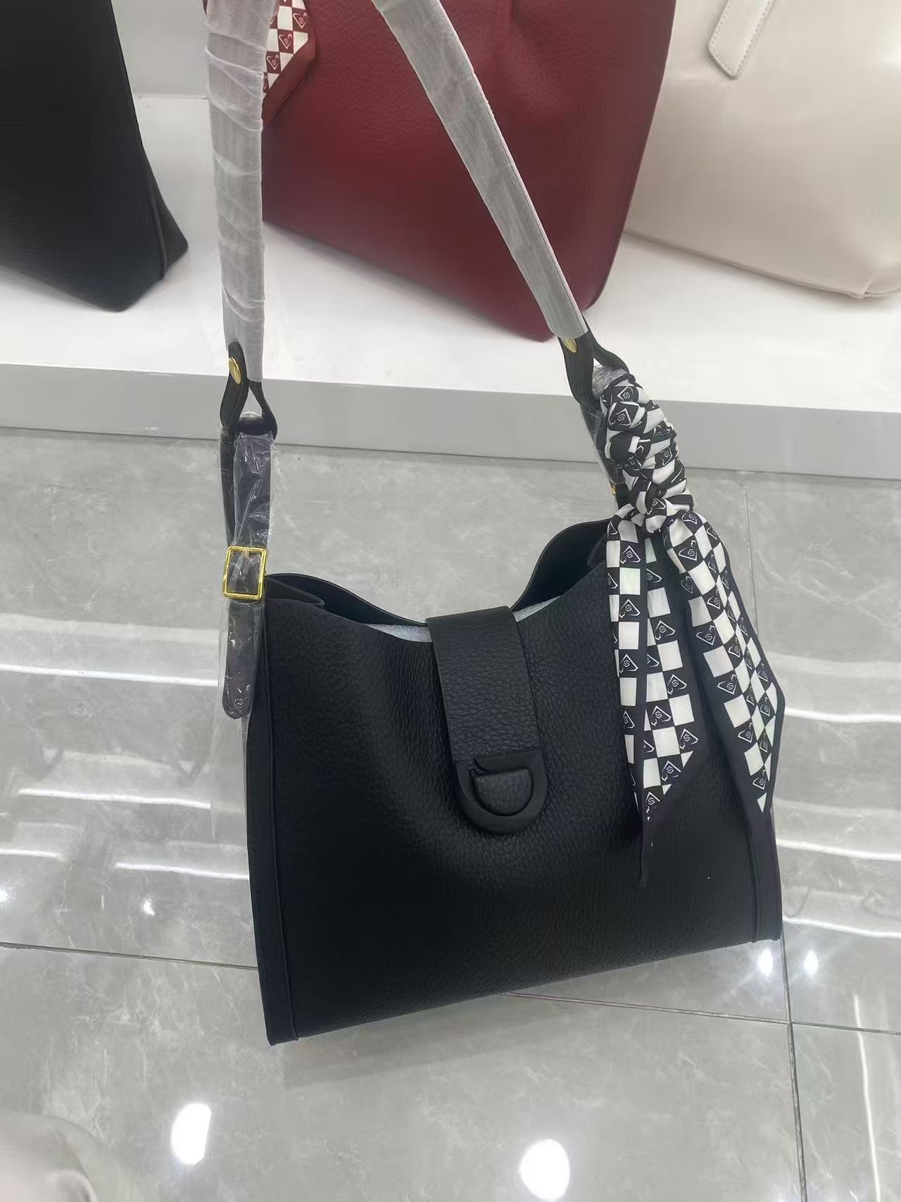 Leather scarf detail bag