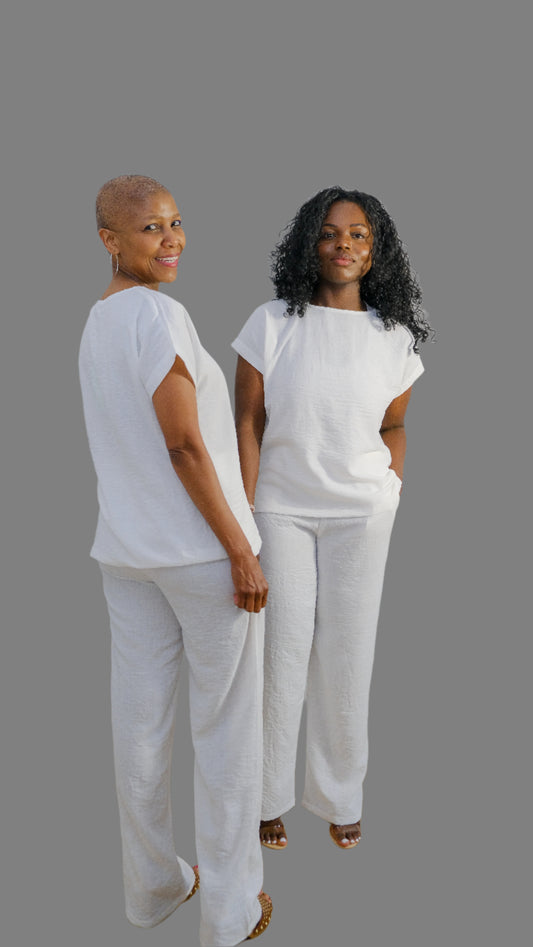White crinkle linen co-ord set