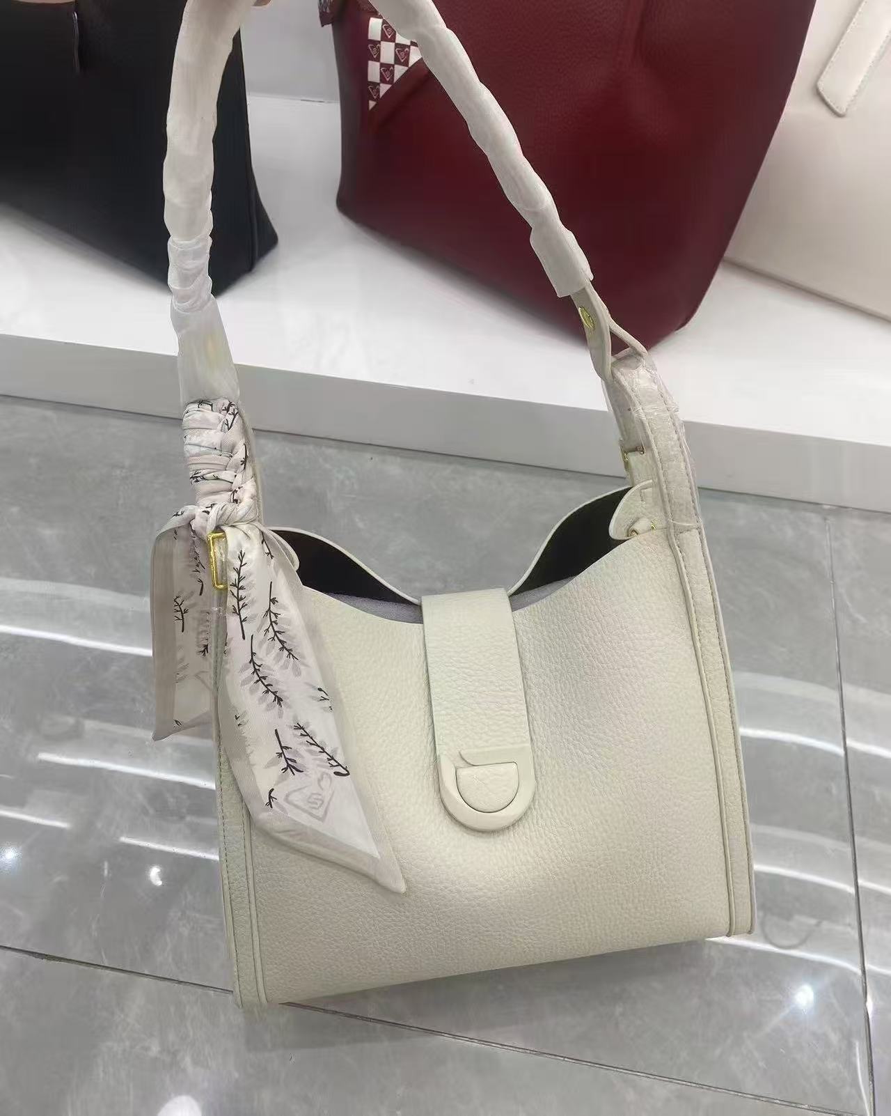 Leather scarf detail bag